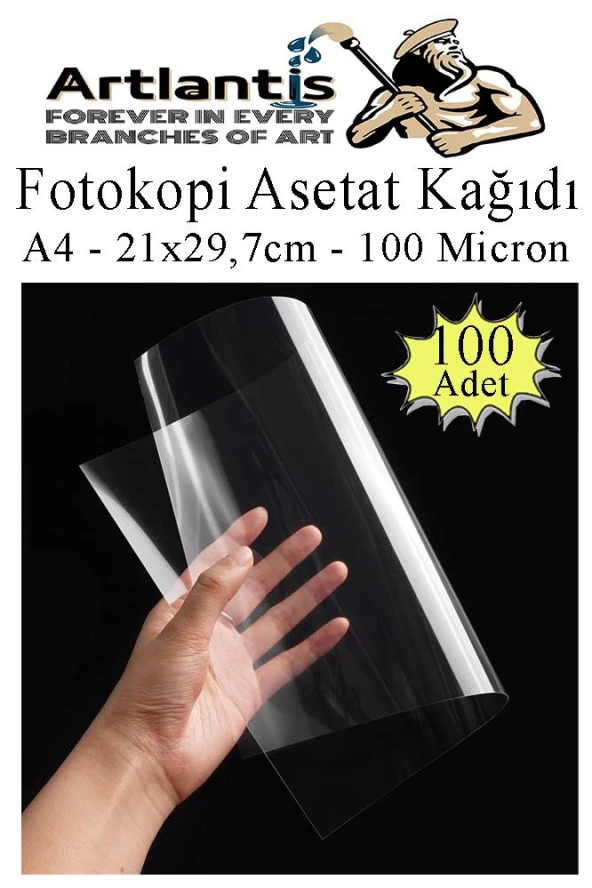Asetat Kağıdı Pvc A4 100 Adet 100 Micron Fotokopi Asetatı Şeffaf A4 Kağıdı 21x29,7 Projektör Tepegöz