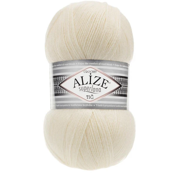 Alize Superlana Tığ Örgü İpi 01 Krem