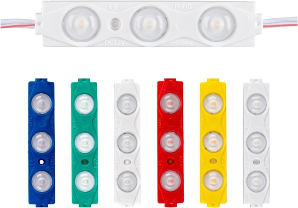 Modül Led 12v | 1.2 Watt ve 1.5 Watt | 6 Farklı Renk Seçeneği | Tabela, Vitrin, Akvaryum, Tezgah, Makyaj Aynası Aydınlatma için (1.2 Watt | 20 Adet, Beyaz)