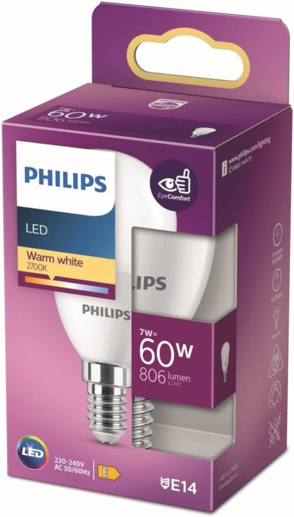 LED 60W P48 E14 Sarı Işık Dim Edilmez Ampul
