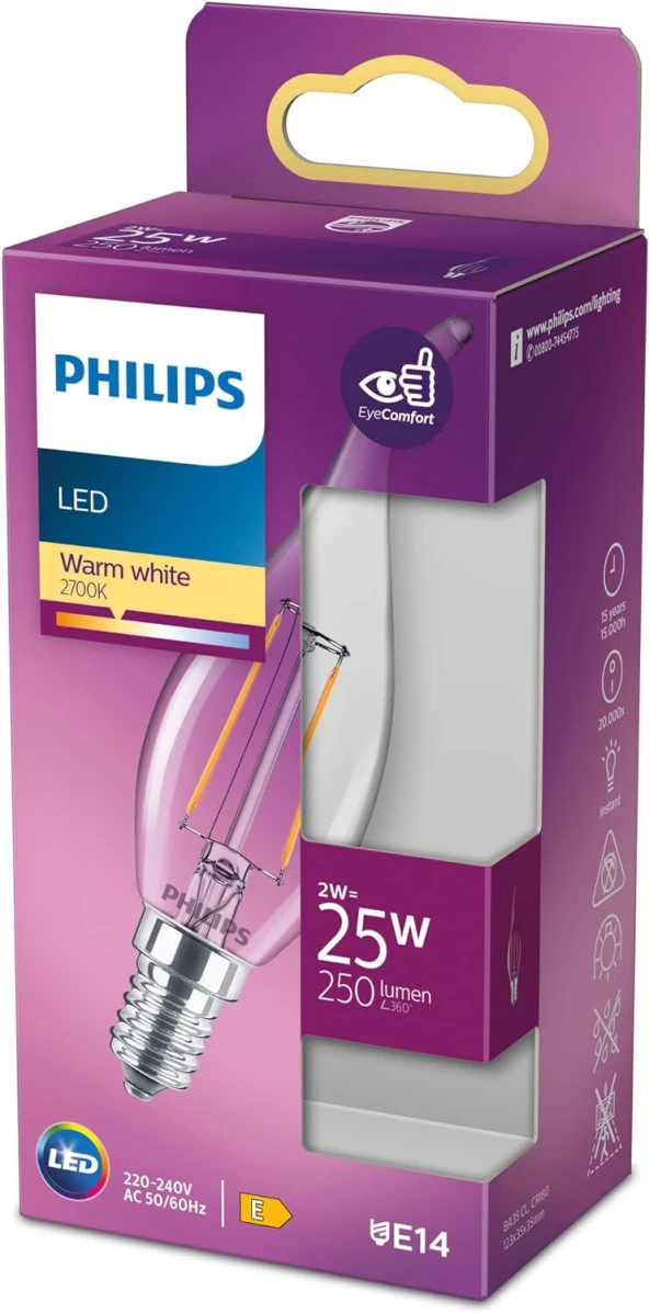 LED Classic 25W BA35 E14 WW CL Dim Edilmez Sarı Işık Filament Ampul