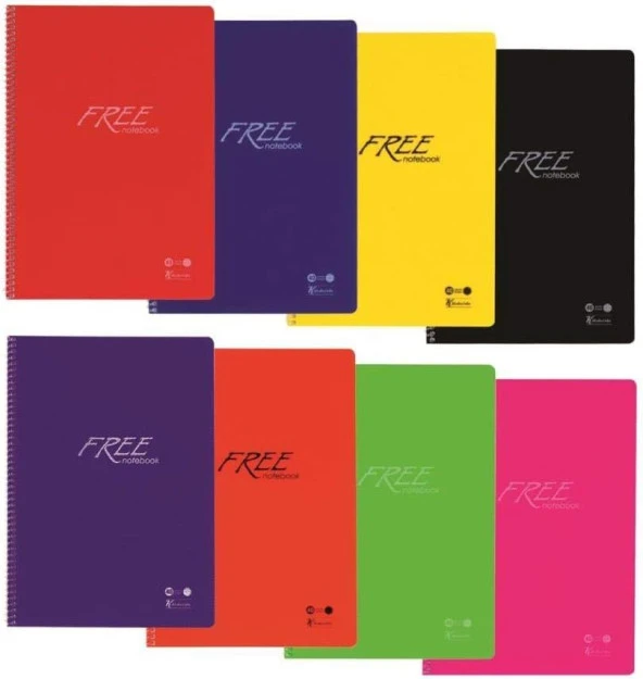 Color A4 Kareli 160 Yaprak Kareli PP Kapak Spiralli Free Defter