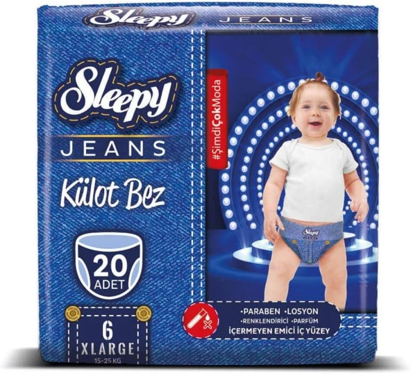 Jeans Külot Çocuk Bezi 6 Beden Xlarge 15-25 kg (1 x 20 Adet)