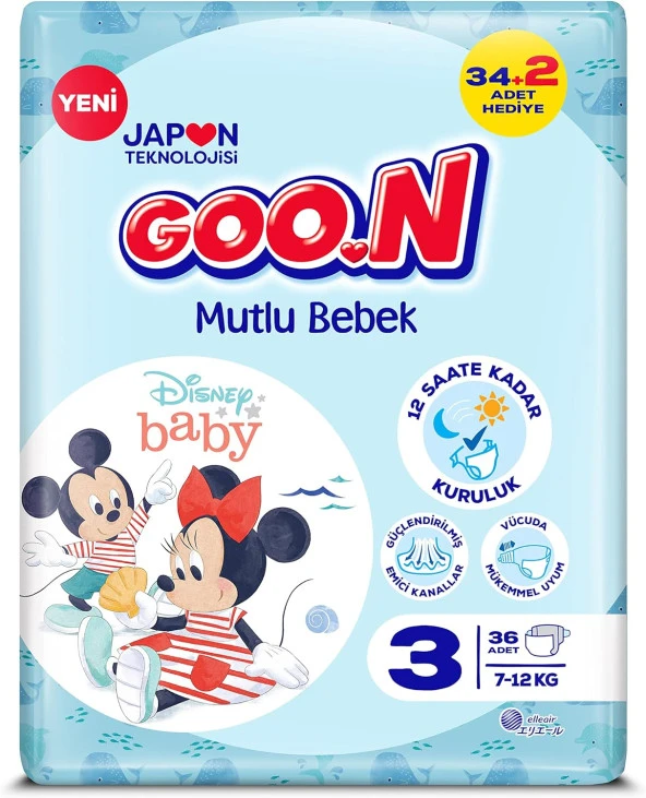 Mutlu Bebek 3 Beden 7-12 kg Külot Bez (1 x 36 Adet)