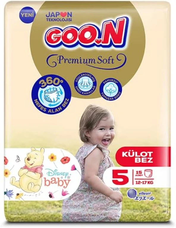 Premium Soft 5 Beden 12-17 kg Külot Bez (1 x 15 Adet)