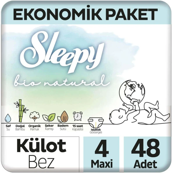 Bio Natural Ekonomik Paket Külot Bez 4 Numara Maxi 48 Adet