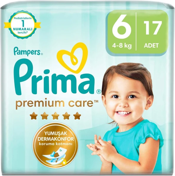 Premium Care 6 Numara, Bebek Bezi x 17, 13 kg ve Üstü