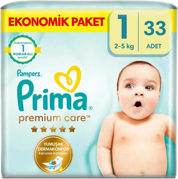 Premium Care 1 Numara, Bebek Bezi x 33, 2 kg - 5 kg