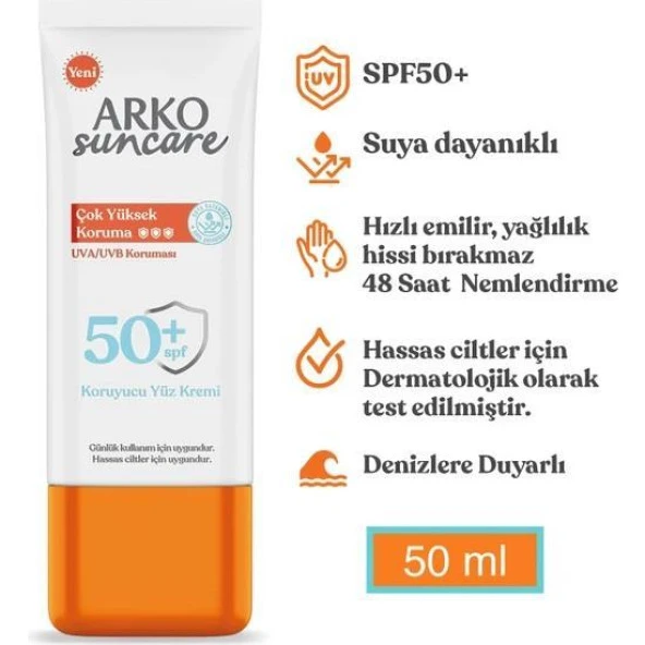 Arko Suncare Spf 50+ Koruyucu Yüz Kremi 50ml