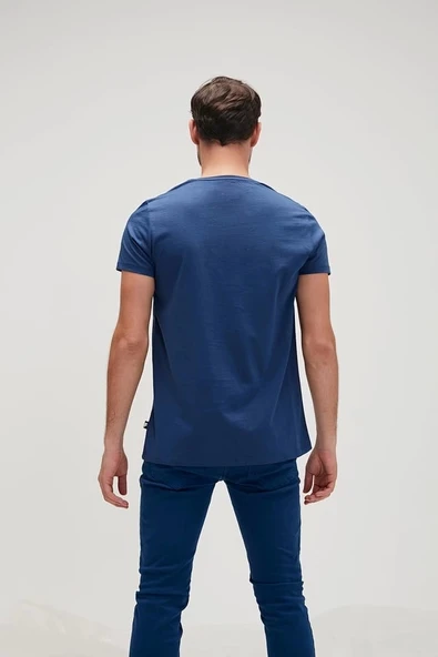 Bad Bear Tee T-Shirt Indigo Mavi Logo Baskılı Erkek Tişört - 4