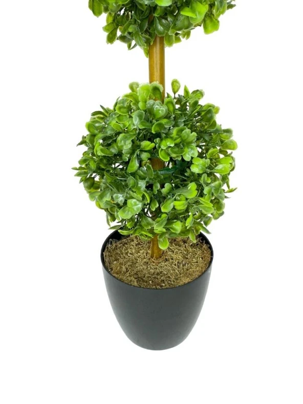 Nettenevime Yapay Ağaç Şimşir Top 2 Toplu 12x40cm Siyah Saksıda - Resim 3
