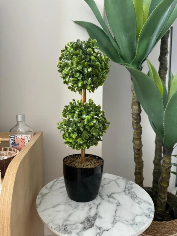 Nettenevime Yapay Ağaç Şimşir Top 2 Toplu 12x40cm Siyah Saksıda - Resim 5