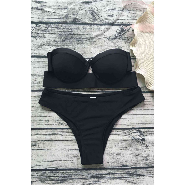 Siyah Straplez Bikini Takım - 5