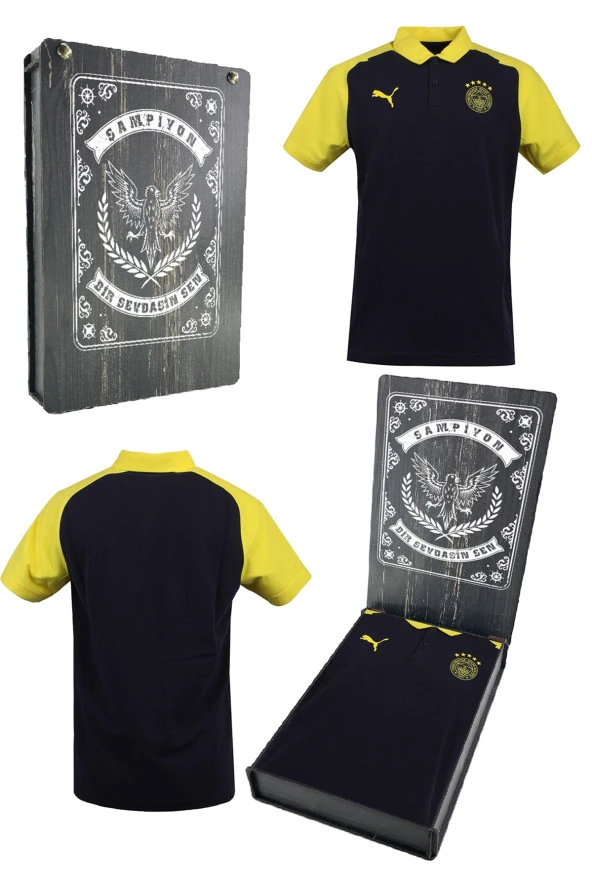 Fenerbahçe Orijinal A Takım Hoca Sarı Laci Polo Yaka T-Shirt Hediyelik Ahşap Kutulu