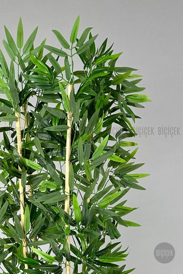 BİÇİÇEK   Yapay bambu ağacı 140cm siyah gümüş metal saksıda - Resim 7
