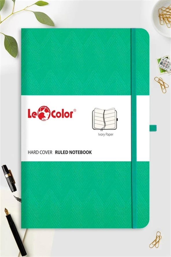 COLOR Tarihsiz Klasik Defter Rec Note 13x21 Çizgili Yeşil Desenli