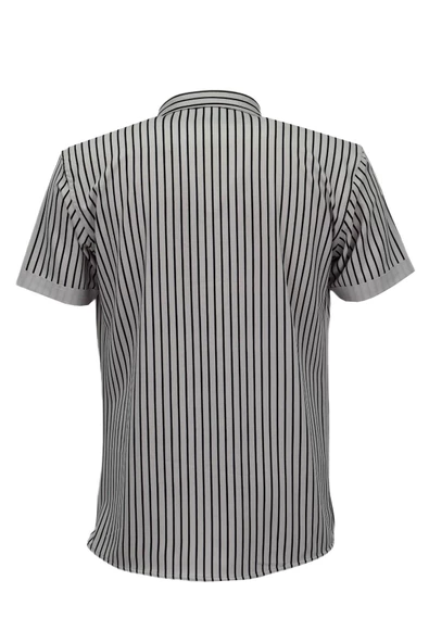 Erkek Spor Likralı Çizgili Gömlek 0037 BGL-ST03847 - Resim 5