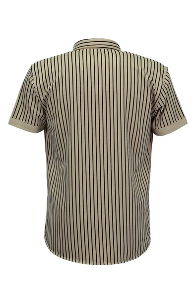 Erkek Spor Likralı Çizgili Gömlek 0037 BGL-ST03847 - Resim 4