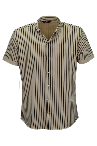 Erkek Spor Likralı Çizgili Gömlek 0037 BGL-ST03847 - Resim 2