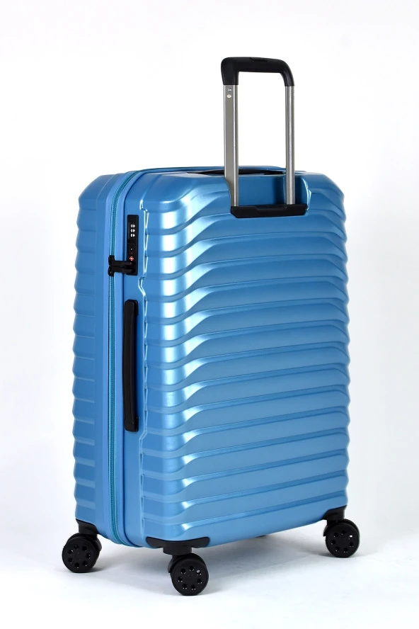 Elatae Francesco Ferellino Orta Boy Pc Kırılmaz Valiz Mavi 10724TO - Resim 3