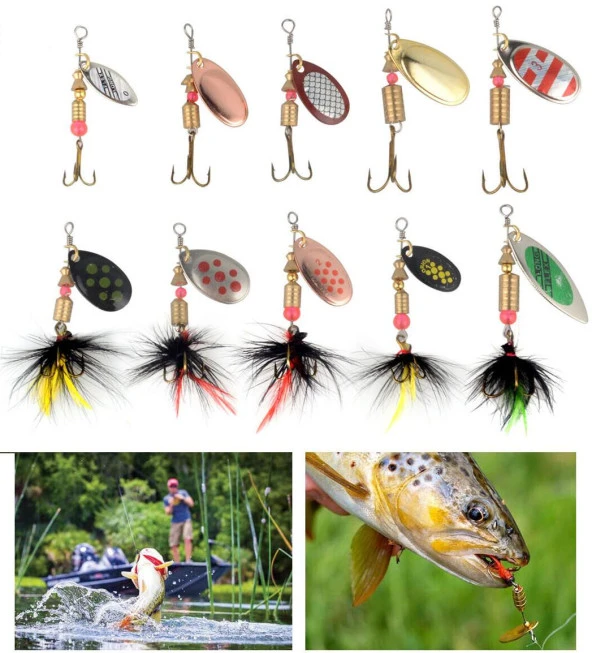 Valkyrie 10 Adet Kutulu Fly Spinner Bait Yem Zoka Seti Döner Tip Tatlı Tuzlu Sinek Olta - 8