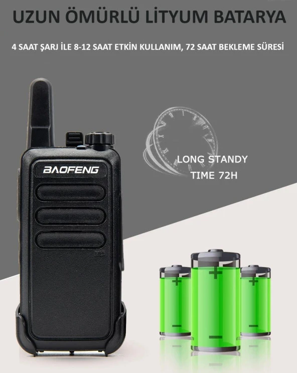 Valkyrie Baofeng 2 Adet BF-R5 El Telsizi Seti - Çift Kulaklık 2li Set Lisanssız Şarjlı 16 Kanal Vox Telsiz Seti - 7