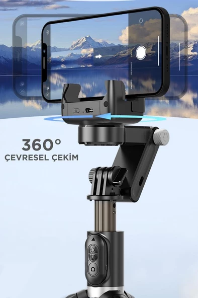 Q18 Siyah Gimball Led Işıklı Kumandalı Çok Amaçlı Tripod Selfie Çubuğu - 2