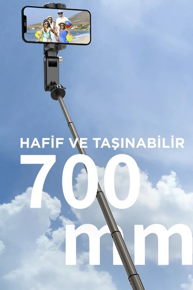 Q18 Siyah Gimball Led Işıklı Kumandalı Çok Amaçlı Tripod Selfie Çubuğu - 10