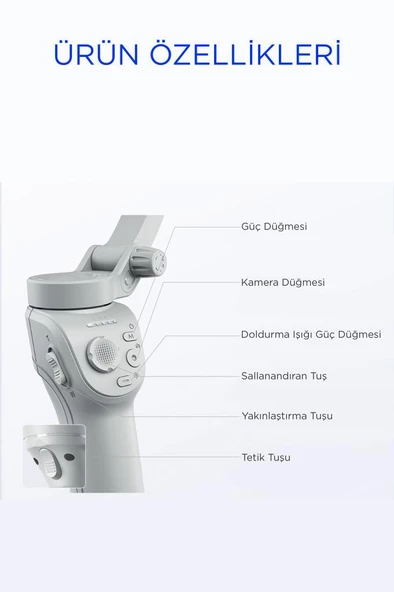 Torima M01 Gri Çok Amaçlı Gimbal Özellikli Tripod Selfie Çubuğu - 9