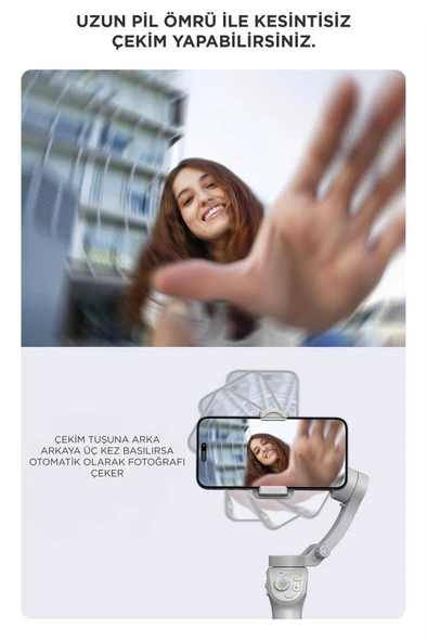 Torima M01 Gri Çok Amaçlı Gimbal Özellikli Tripod Selfie Çubuğu - 7