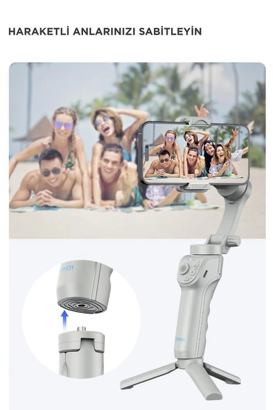 Torima M01 Gri Çok Amaçlı Gimbal Özellikli Tripod Selfie Çubuğu - 4