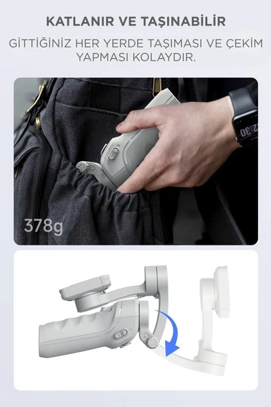 Torima M01 Gri Çok Amaçlı Gimbal Özellikli Tripod Selfie Çubuğu - 8