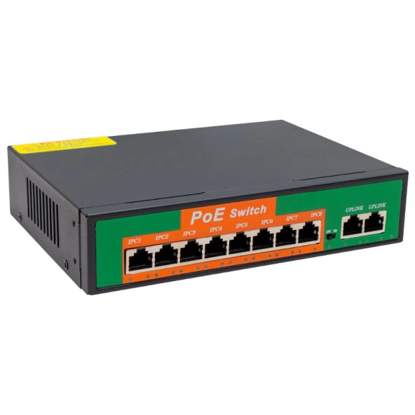 96W 10/100 MBPS 8+2 PORT POE ETHERNET switch ANAHTARI