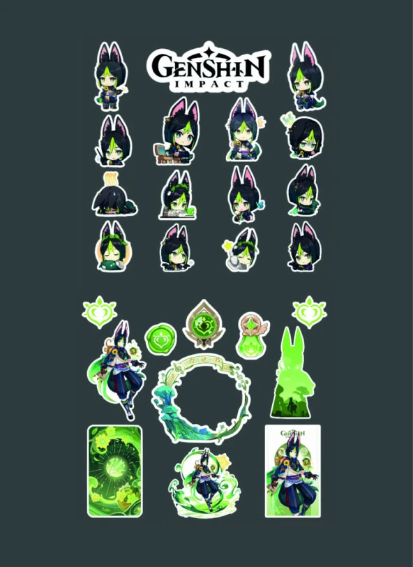Genshin İmpact - Tighnari 2li Sticker Set-Parlak Kağıt- - 4