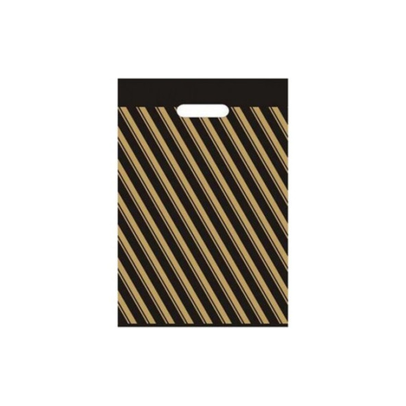 Mağaza Poşeti Çizgili Siyah Poşet (NO 2) 50'li Diagonal Takviyeli Poşet - 2