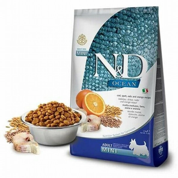 N&D Ancestral Grain Morina Balıklı ve Portokallı Küçük Irk Düşük Tahıllı Yetişkin Köpek Maması 2,5 Kg