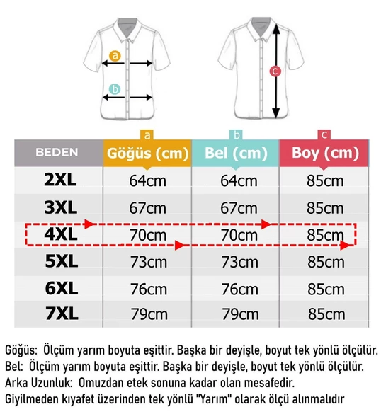 Erkek Büyük Beden Battal Boy Pamuklu Kısa Kol Gömlek - Resim 5