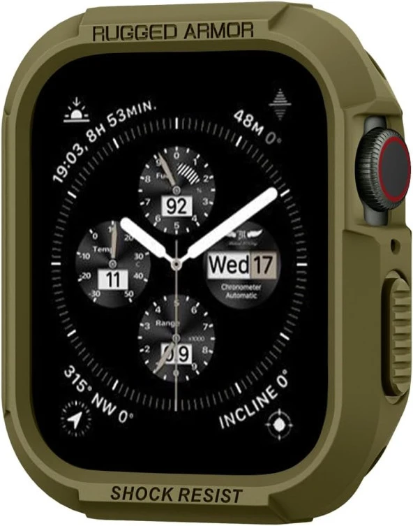 Apple Watch Seri 9/8/7/6/SE/SE2/5/4 (44mm / 45mm) ile Uyumlu Kılıf Rugged Armor Olive Green - 062CS26015