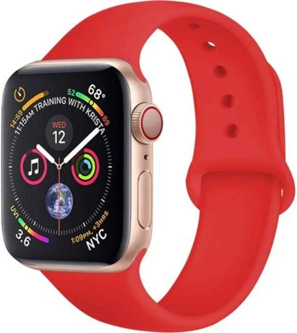 2125205335 Apple Watch 38 MM İçin Klasik Renkli Silikon Kordon-Kayış Kırmızı