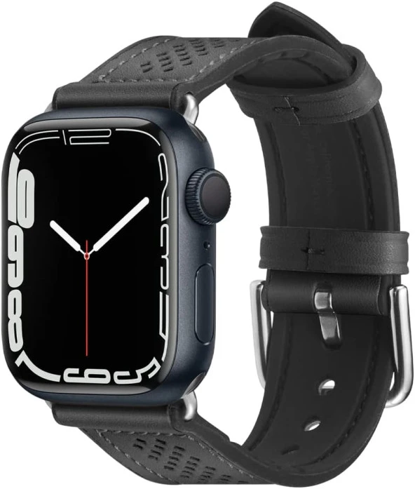 Apple Watch 49mm/45mm/44mm/42mm (Seri 9/8/SE2/7/6/SE/5/4/3/2/1/Ultra 2/1) Kordon Kayış Band Retro Fit Black - 062MP25079