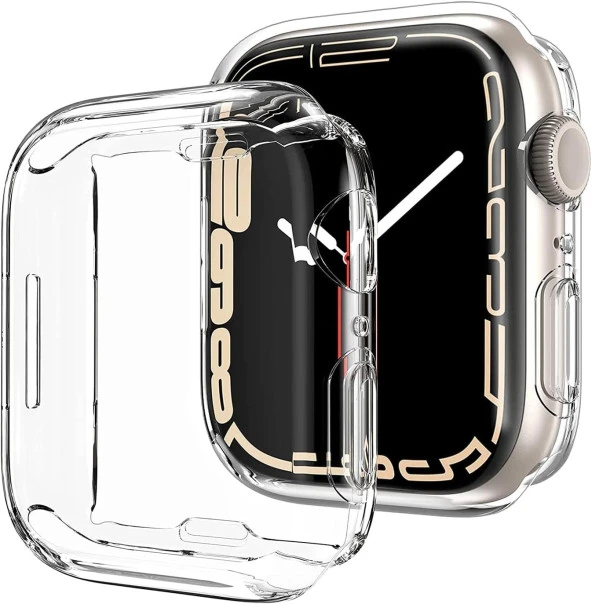 Apple Watch Series 8 41mm için Kılıf 360 Full Round Soft Silicone Şeffaf [Watch Series 8 41mm ile Uyumlu Kılıf - Şeffaf]