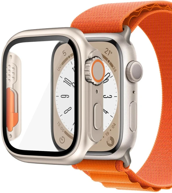 Apple Watch Series 7 45mm için Kılıf Apple Watch Ultra Dönüştürücü Ekran Koruyucu Kasa Yıldız Işığı [Watch Series 7 45mm ile Uyumlu Kılıf - Yıldız Işığı]