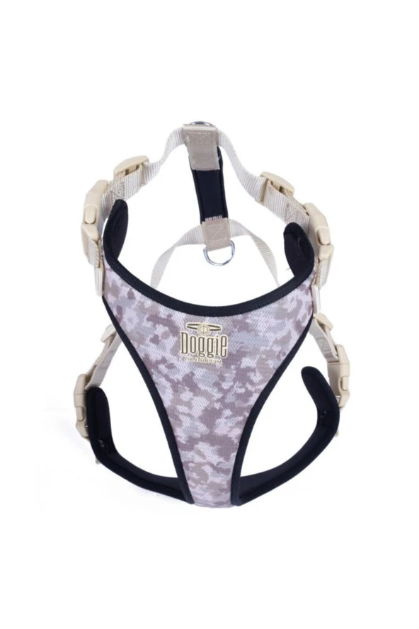 Doggie Yumuşak Softlu Köpek Göğüs Tasması 45/55 Cm Kamuflaj Açık - Resim 2