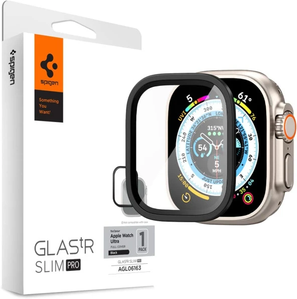 Apple Watch 49mm (Ultra 2/1) Cam Ekran Koruyucu Glas tR Slim Pro Black - AGL06163