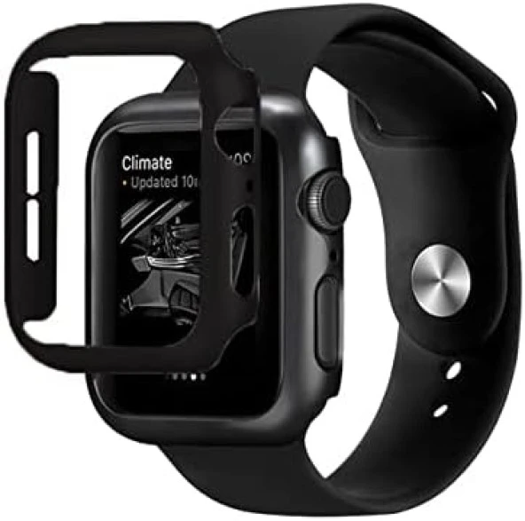 Apple Watch 7 Uyumlu 45mm Için Tpu Çerçeveli Ön Çerçeve Kılıf Siyah, SİYAH