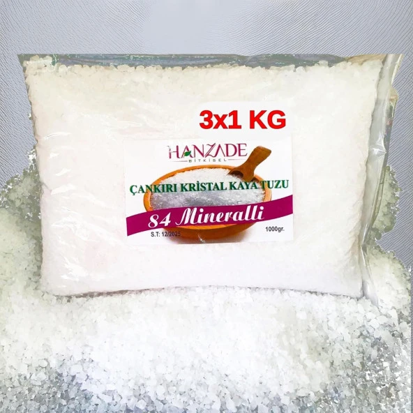 Bitkisel 84 Mineralli Çankırı Kristal Tane Kaya Tuzu 3 Kg