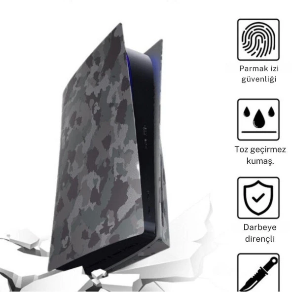 Cosmostech PS5 Dijital Sürüm Uyumlu - Army Kamuflaj Desenli Konsol Faceplate Shell Covers Kapakları - Resim 2