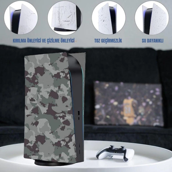 Cosmostech PS5 Dijital Sürüm Uyumlu - Army Kamuflaj Desenli Konsol Faceplate Shell Covers Kapakları - Resim 5