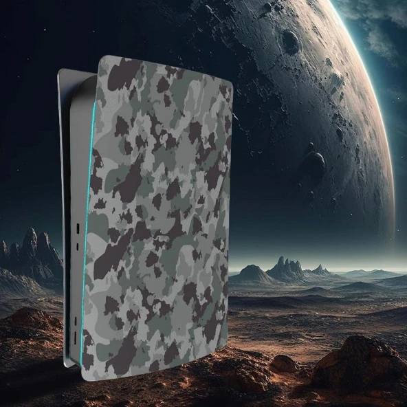 Cosmostech PS5 Dijital Sürüm Uyumlu - Army Kamuflaj Desenli Konsol Faceplate Shell Covers Kapakları - Resim 7