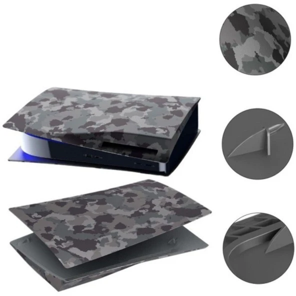 Cosmostech PS5 Dijital Sürüm Uyumlu - Army Kamuflaj Desenli Konsol Faceplate Shell Covers Kapakları - Resim 9